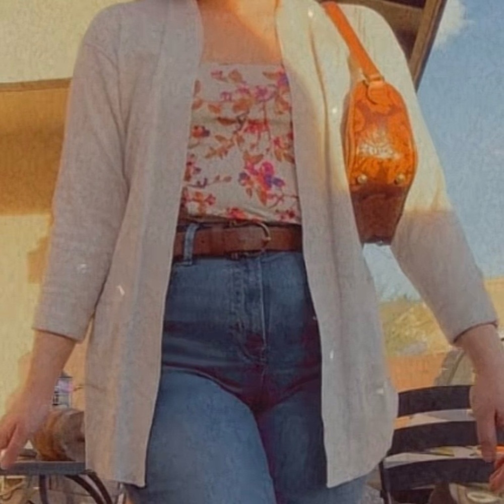 Forever21 Floral Cream Adjustable-Strap Crop Top